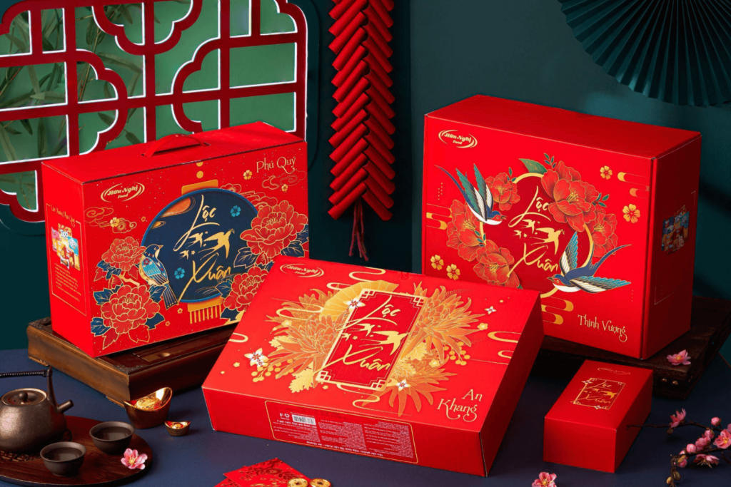 Mẫu hộp đựng quà Tết Đông Á Print