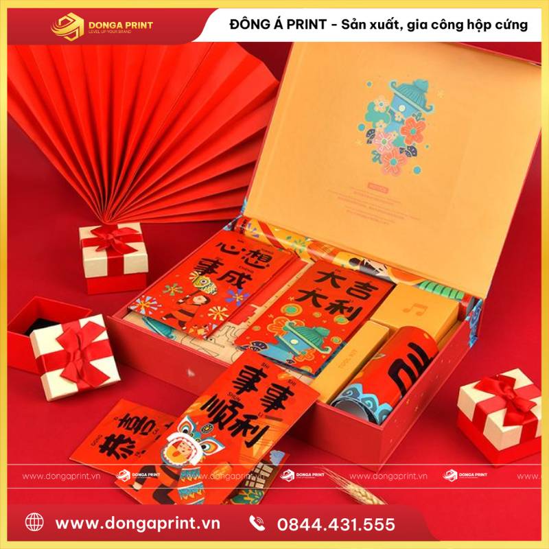 IN HỘP QUÀ TẾT CHO NHÂN VIÊN 2 hộp quà Tết cho nhân viên