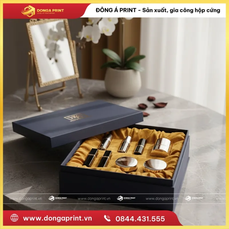 IN HỘP CỨNG CÓ KHAY MÚT PHỦ NHUNG 4 hộp cứng có khay mút phủ nhung