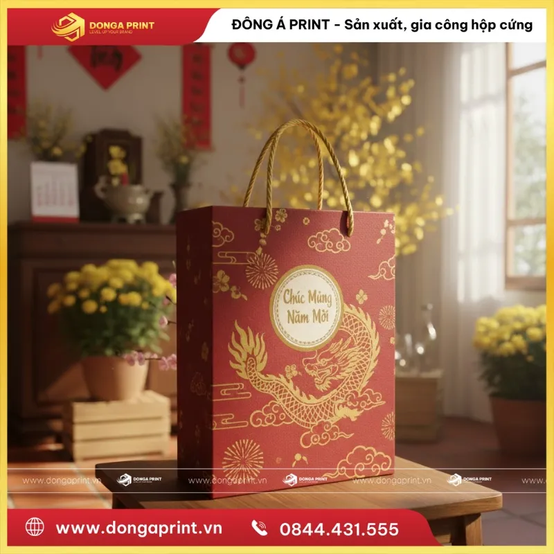 IN HỘP QUÀ TẾT CÓ QUAI XÁCH 9 hộp quà Tết có quai xách