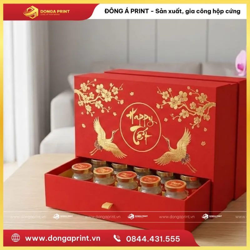 in hộp đựng yến có ngăn kéo