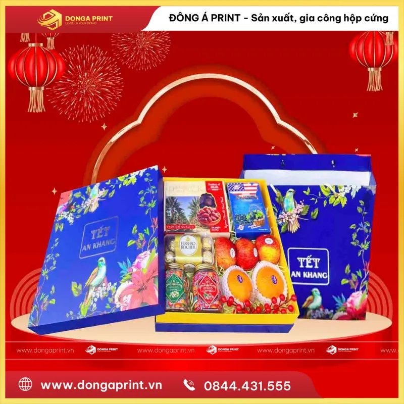 IN HỘP QUÀ TẾT PHONG CÁCH CUNG ĐÌNH 2 hộp quà Tết phong cách cung đình
