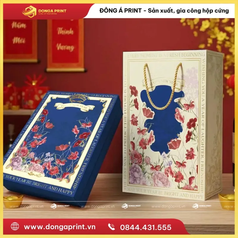 hộp quà Tết màu xanh