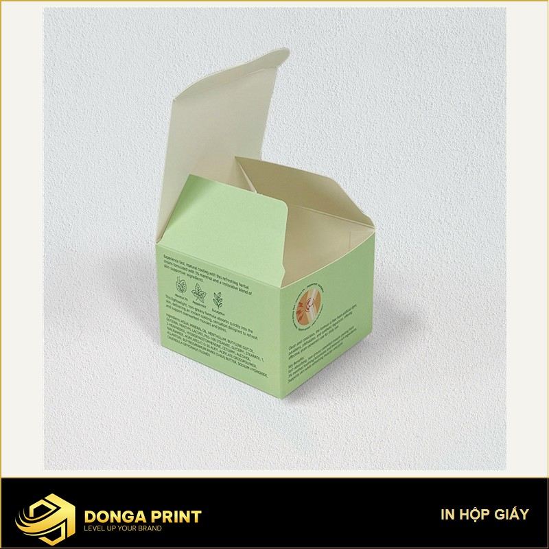 Hộp giấy Ivory màu xanh nhạt đựng mỹ phẩm, nắp gài hai đầu